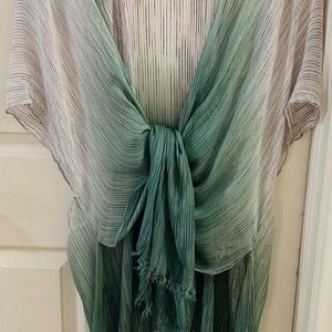 Ruana shawl dip dye over lap ombré green